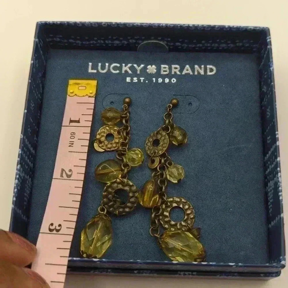 Lucky Brand Tassel Jewel and bronze metal Charm Drop Earrings New push back - Picture 4 of 7
